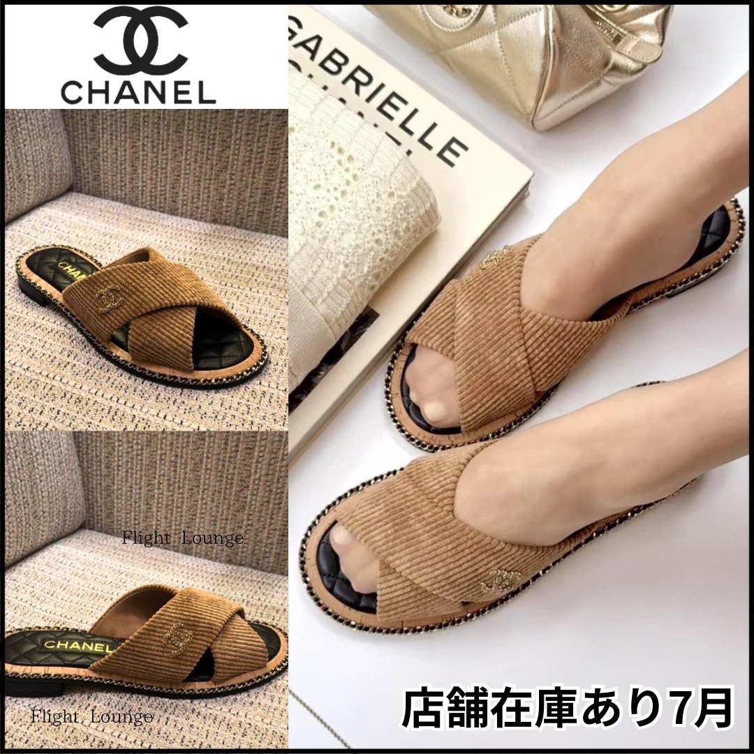 CHANEL19ロゴ☆フラット サンダル レアカラー♪
