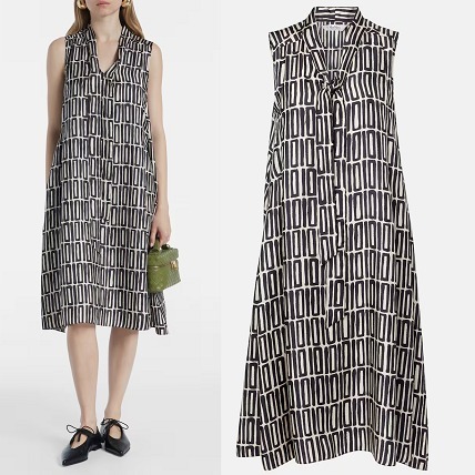 S MAX MARA シルク ツイル ミディドレス