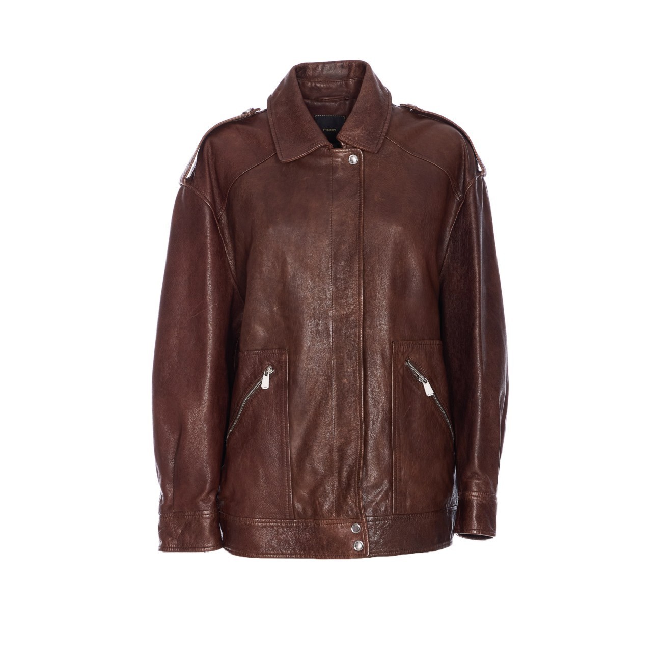 レザージャケット・コート Pinko FEVER WASHED LEATHER JACKET WITH COLLAR