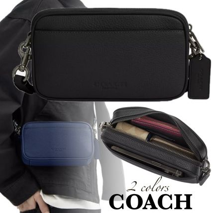 美品✨コーチ COACH メンズ メッセンジャーバッグ レザー ブルー