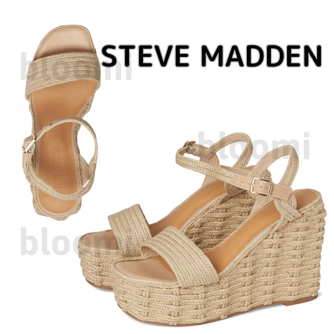 【Steve Madden】Pinky 編み込み 厚底 ナチュラルサンダル