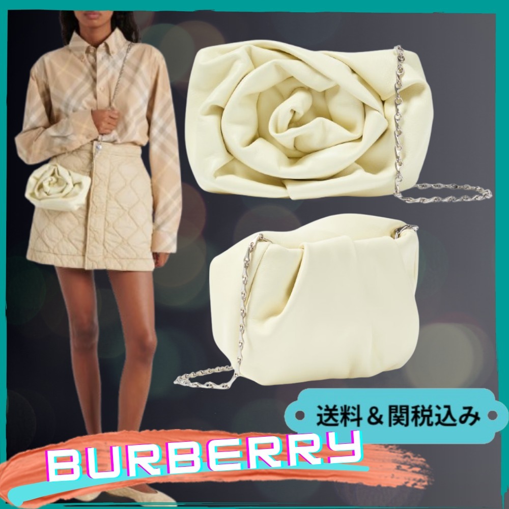 【Burberry】ローズギャザー レザークラッチバッグ
