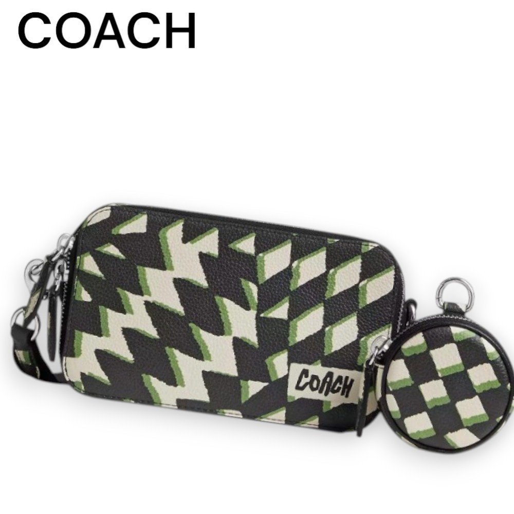 【Coach】ジオチェック柄 チャータースリムクロスボディバッグ