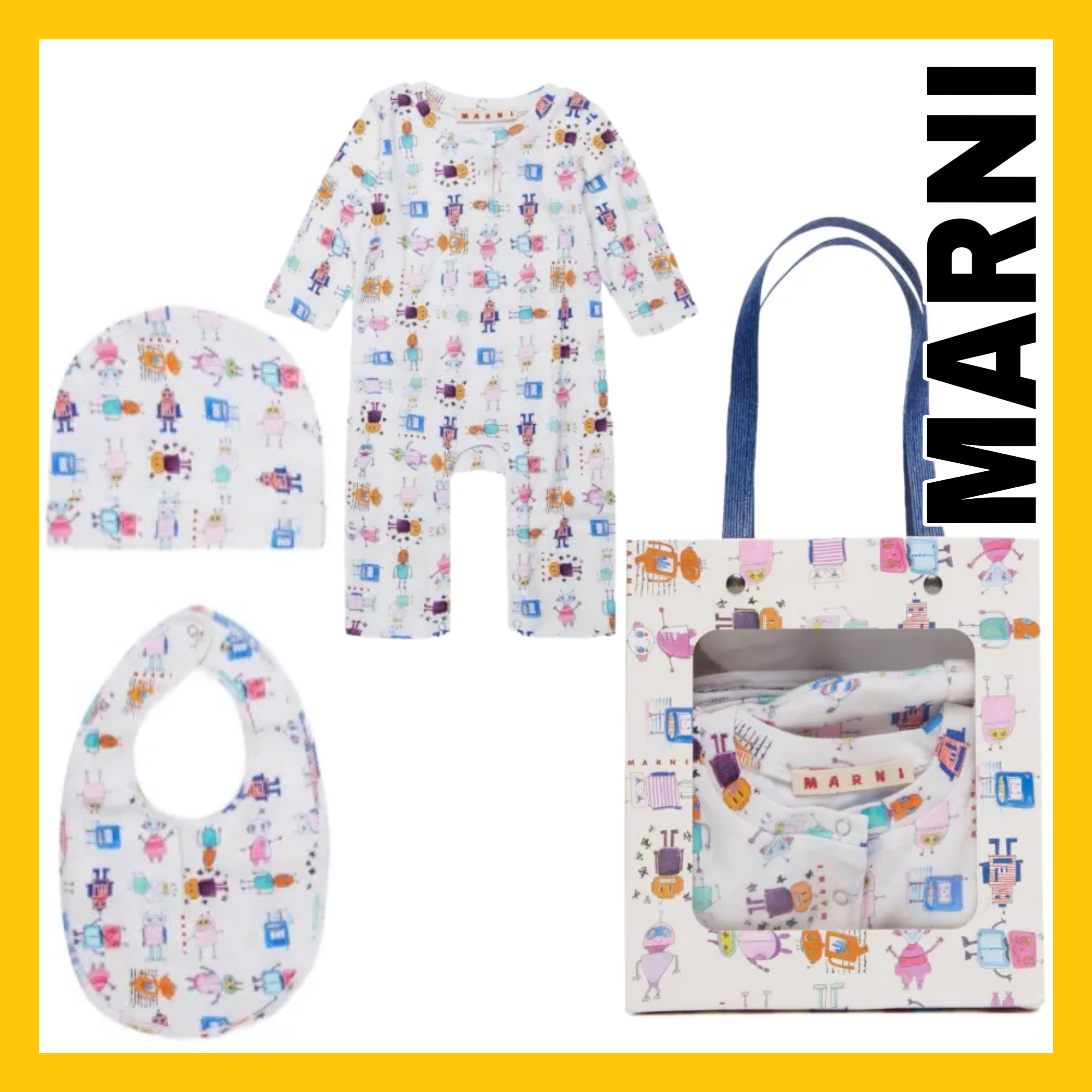 ギフトにも★MARNI マルニ ロンパース スタイ 帽子 3点セット