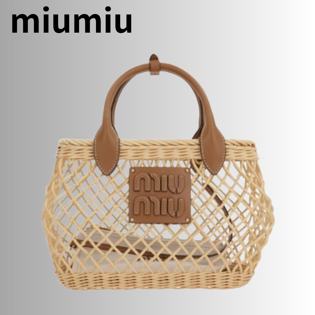 Miu Miu  ロゴアップリケ織りトップハンドルバッグ