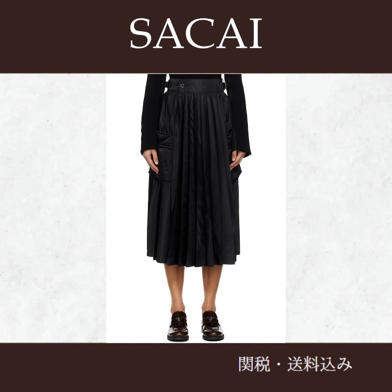 sacaiサカイ★ブラック ツイル ミディアムスカート