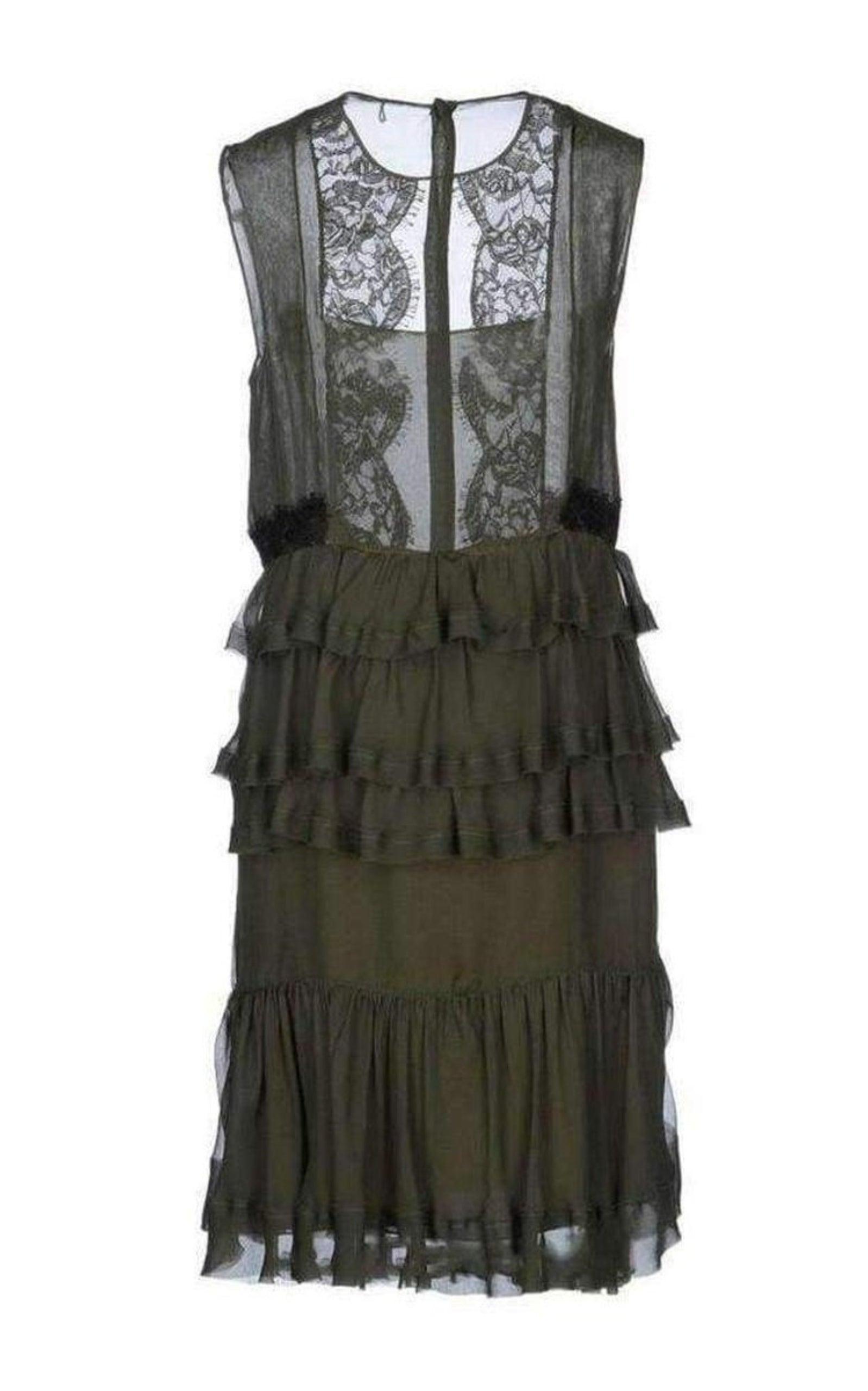 パーティードレス Silk Lace Ruffled Dress