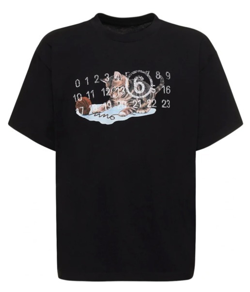 《MM6 Maison Margiela》 ブラック ロゴキャットTシャツ