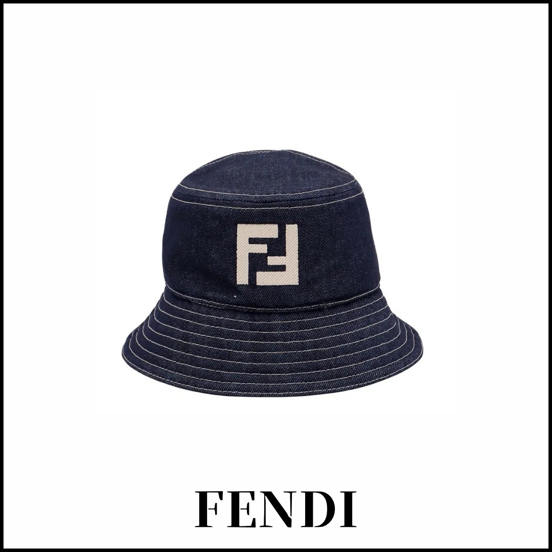 関税込【FENDI】ロゴ プリント バケット ハット
