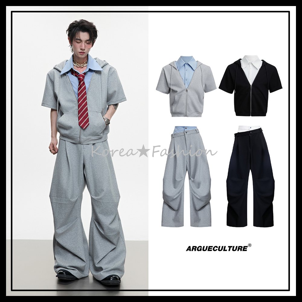 Argue Culture 上下セット 半袖パーカー スウェットパンツ 切替