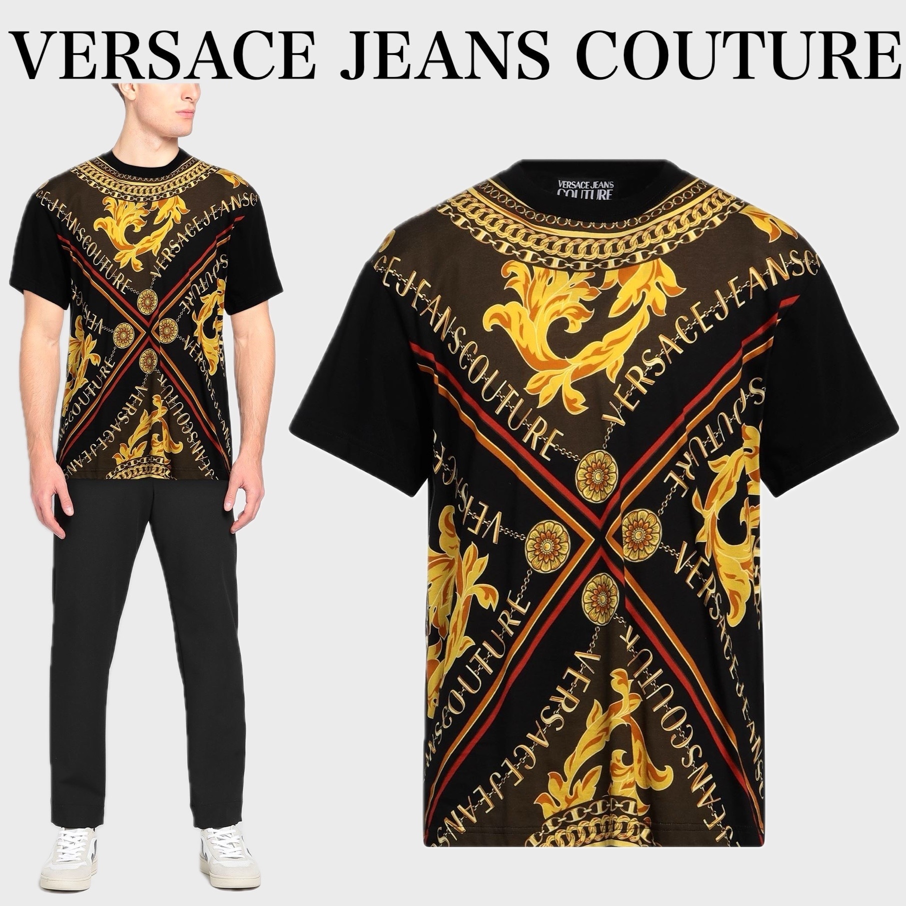 レア★VERSACE JEANS COUTURE★ 2色 バロッコ Tシャツ 半袖 夏海