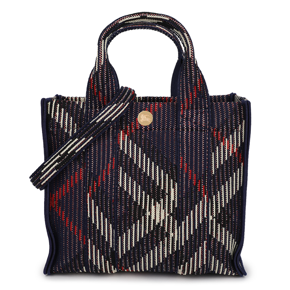 【BURBERRY】MINI CHECK KNITTED TOTE BAG