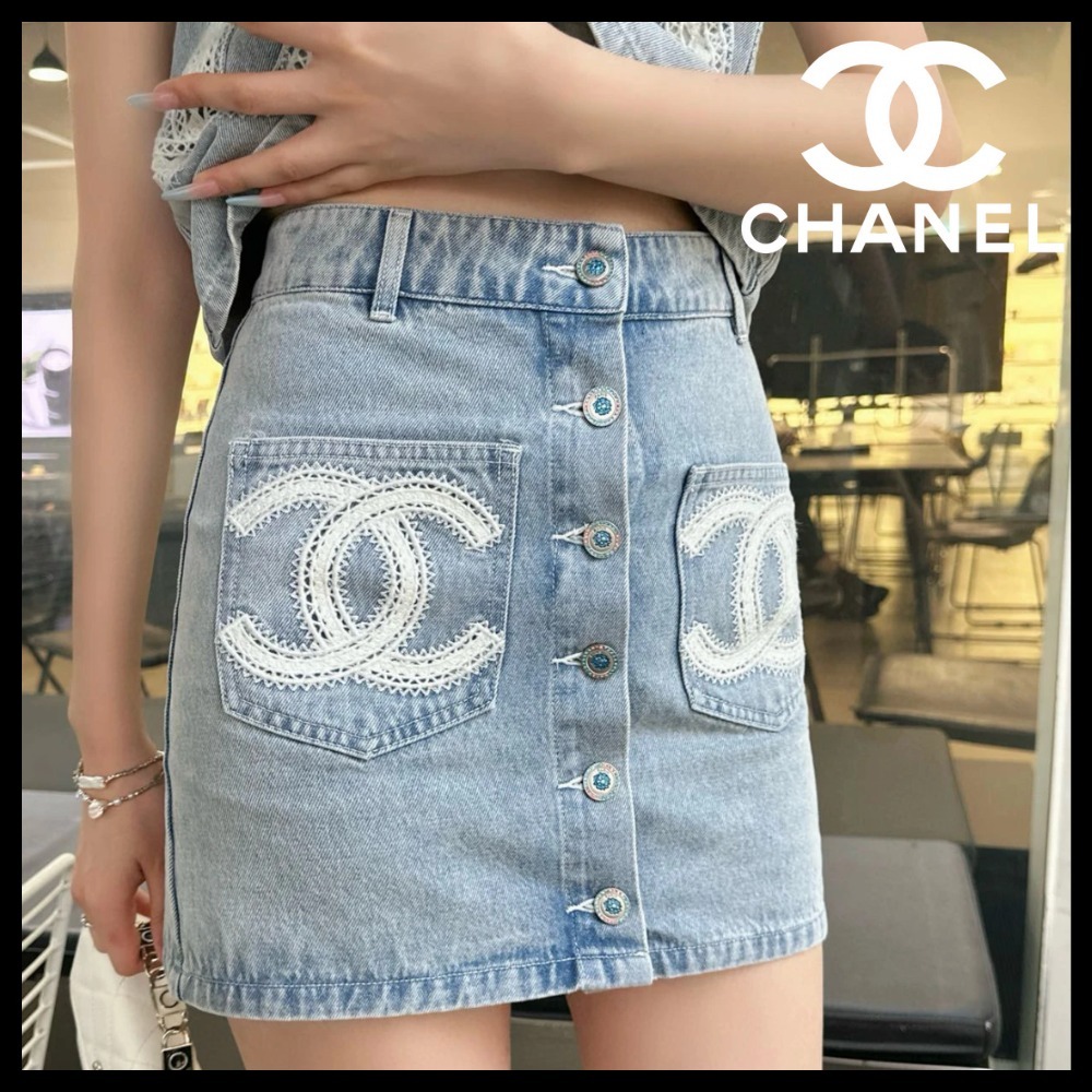 【ロゴが可愛い♪】CHANEL シャネル デニム スカート