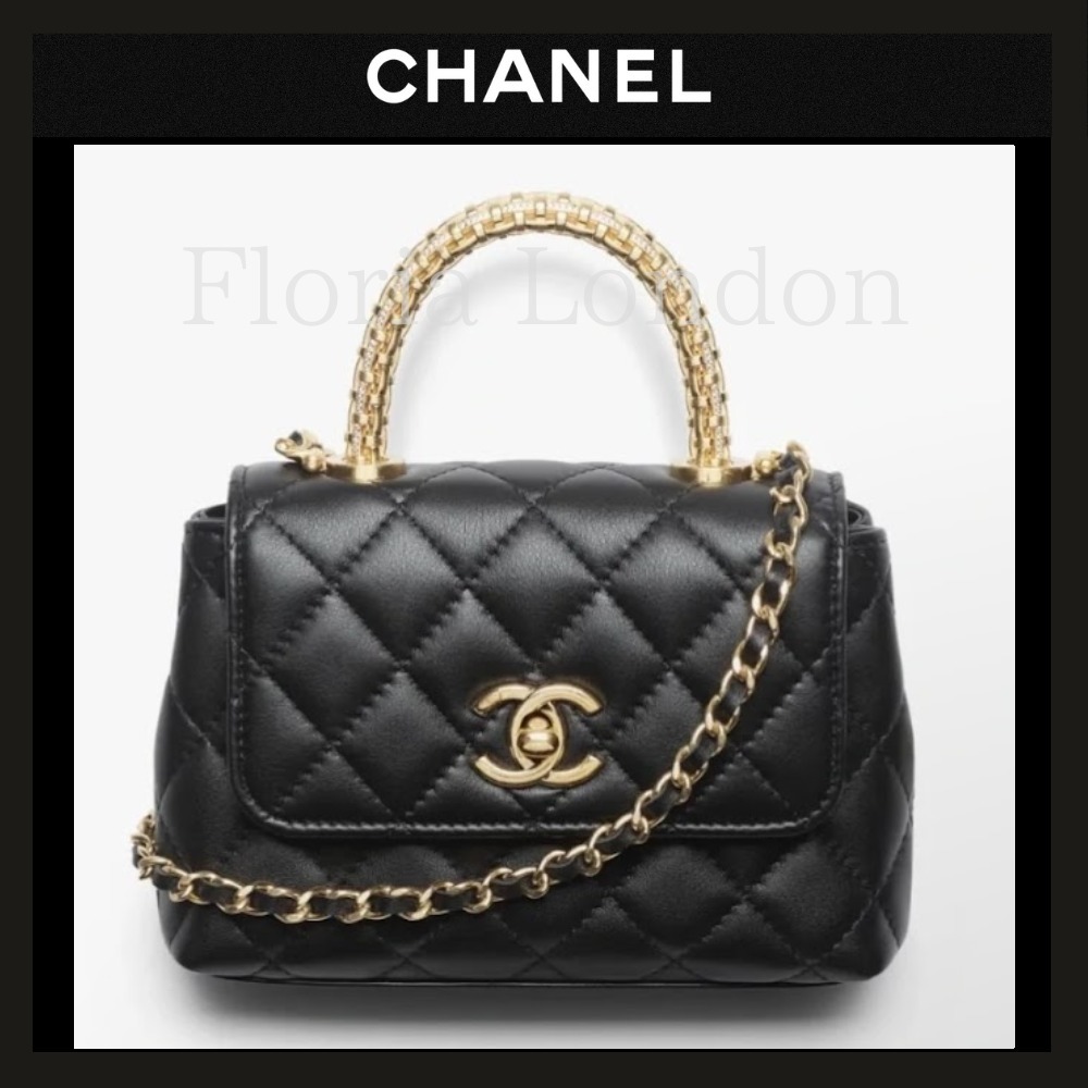25A ゴールドの持ち手がエレガント ココハンドル CHANEL 14.5cm
