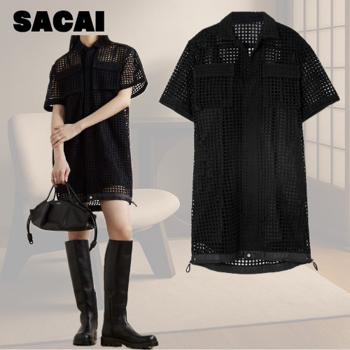 [SACAI]ドローストリング ミニ シャツドレス