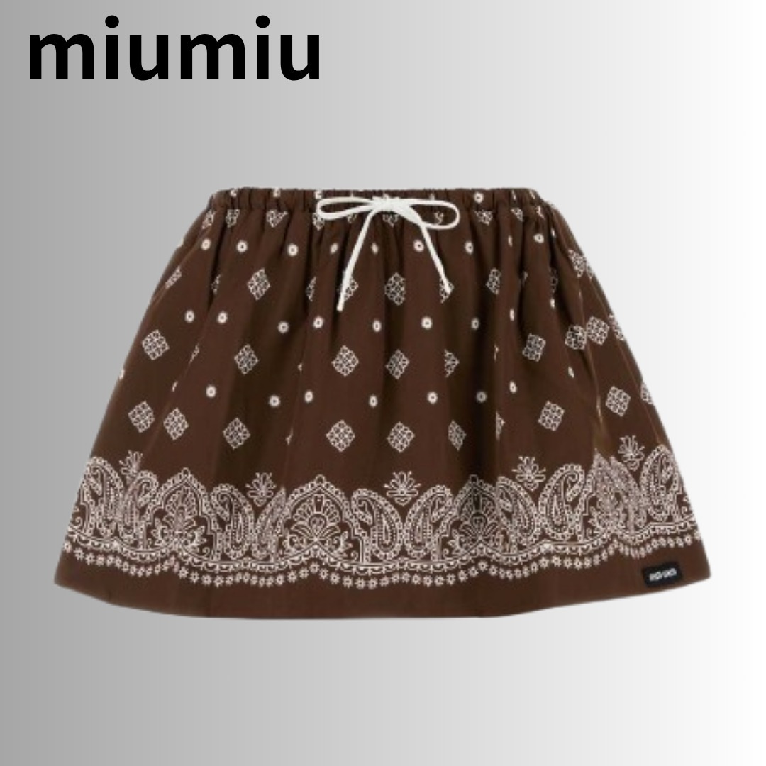 Miu Miu ペイズリープリント ドローストリング ミニスカート