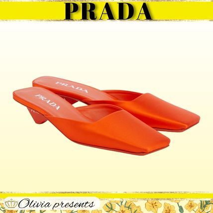 【魅せる♪】PRADA サテン プラットフォームサンダル オレンジ オレンジ系 イタリア PRADA(プラダ) サンダル・ミュール