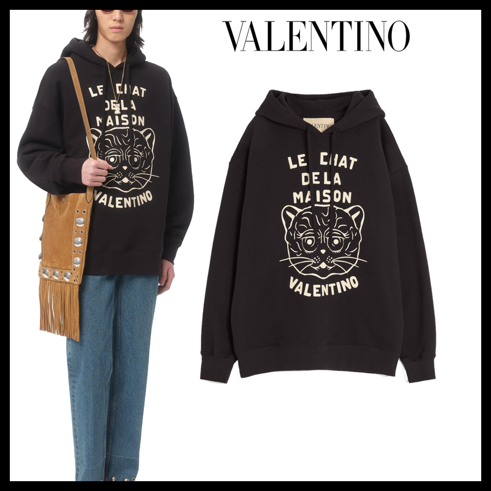 VALENTINO直営店 Chat De Laのコットンスウェットシャツ