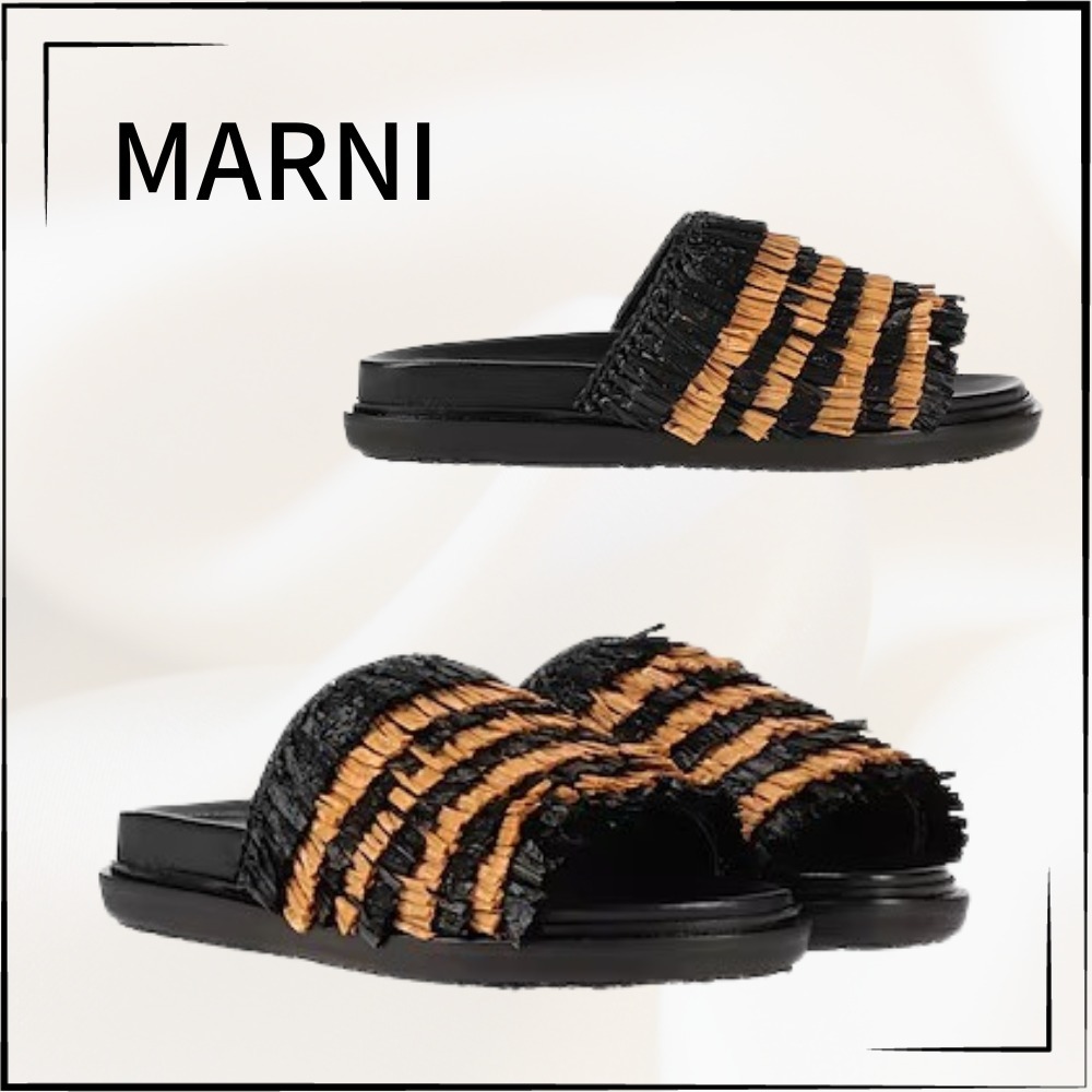 【MARNI】関税込☆ラフィア フリンジ スリッポン サンダル