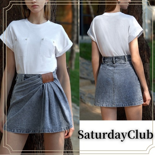 【SaturdayClub】ルーシュ ミニデニムスカート