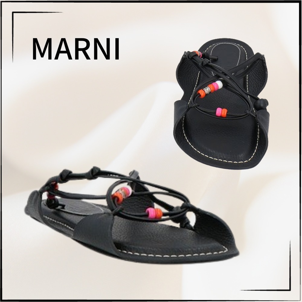 【MARNI】関税込☆ビーズ付 レザー フラット サンダル