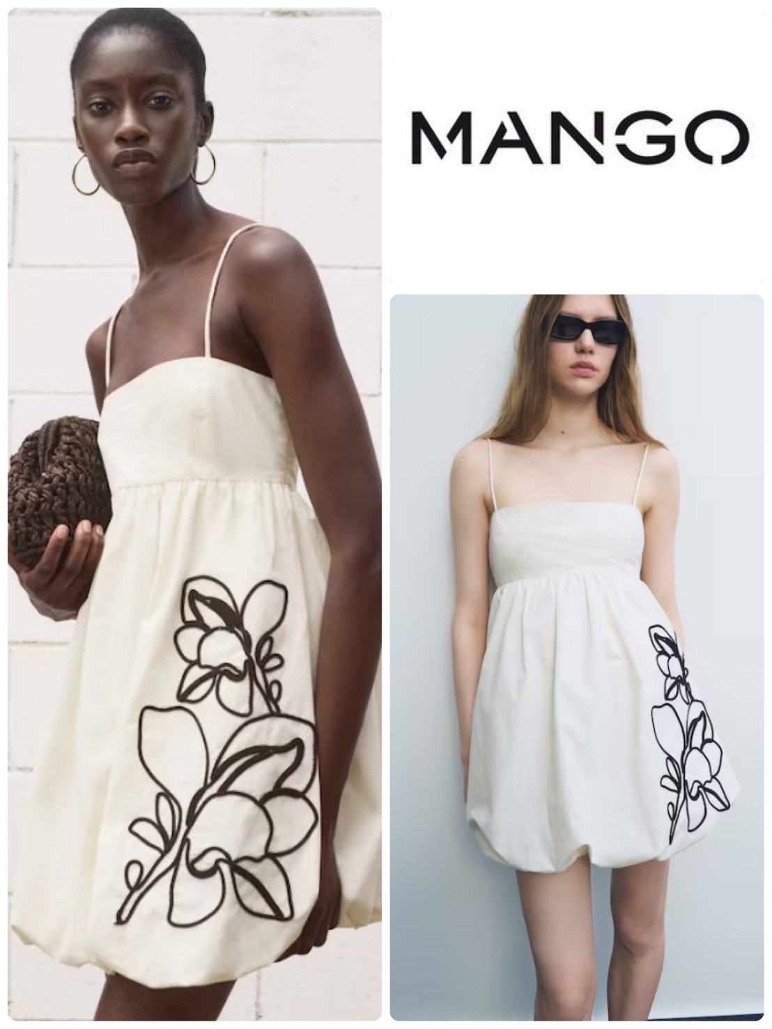 スペイン発送 MANGO バルーン刺繍ドレス 上品カジュアル 限定！