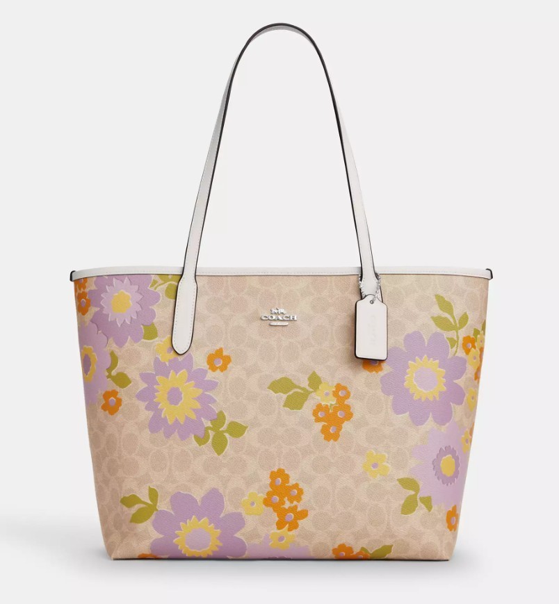 トートバッグ COACH City Tote Bag In Signature Canvas With Floral CBG71