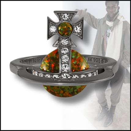【Vivienne Westwood】オーブ×オパール Franca リング Franca Ring in RUTHENIUM-WHITE-CZ-OLIVE-Synthetic-Opal