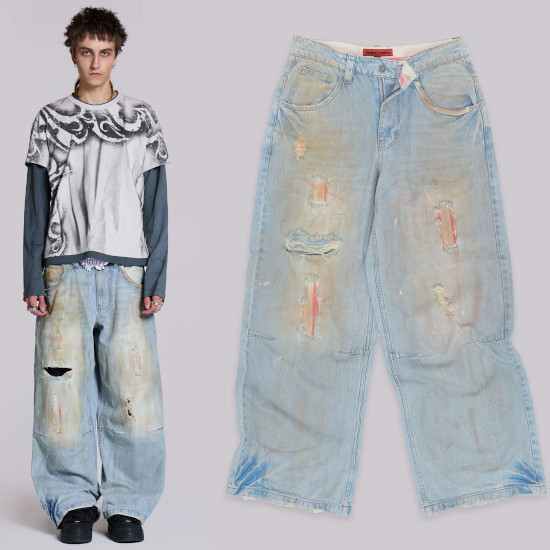 ★JADED LONDON UK★ Reef Dirty-Wash Colossus Jeans