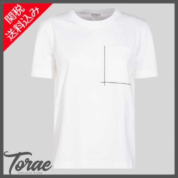 【BRUNELLO CUCINELLI】WHITE COTTON T-SHIRT