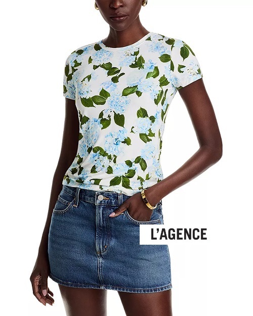 L'AGENCE レッシー クルーネック アジサイ Tシャツ