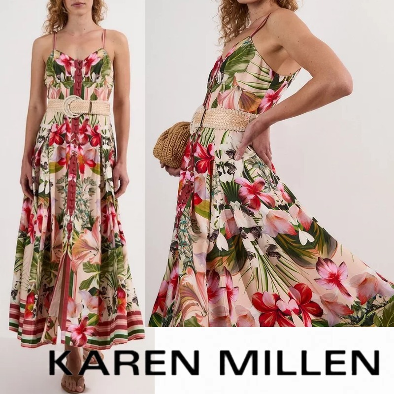 【KAREN MILLEN】ビスコースリネン フローラルプリント ドレス