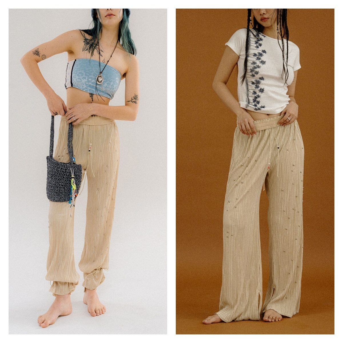 ★OROGEE★DOLPHIN CONSTELLATION STUD PLEATS PANTS★大人気★