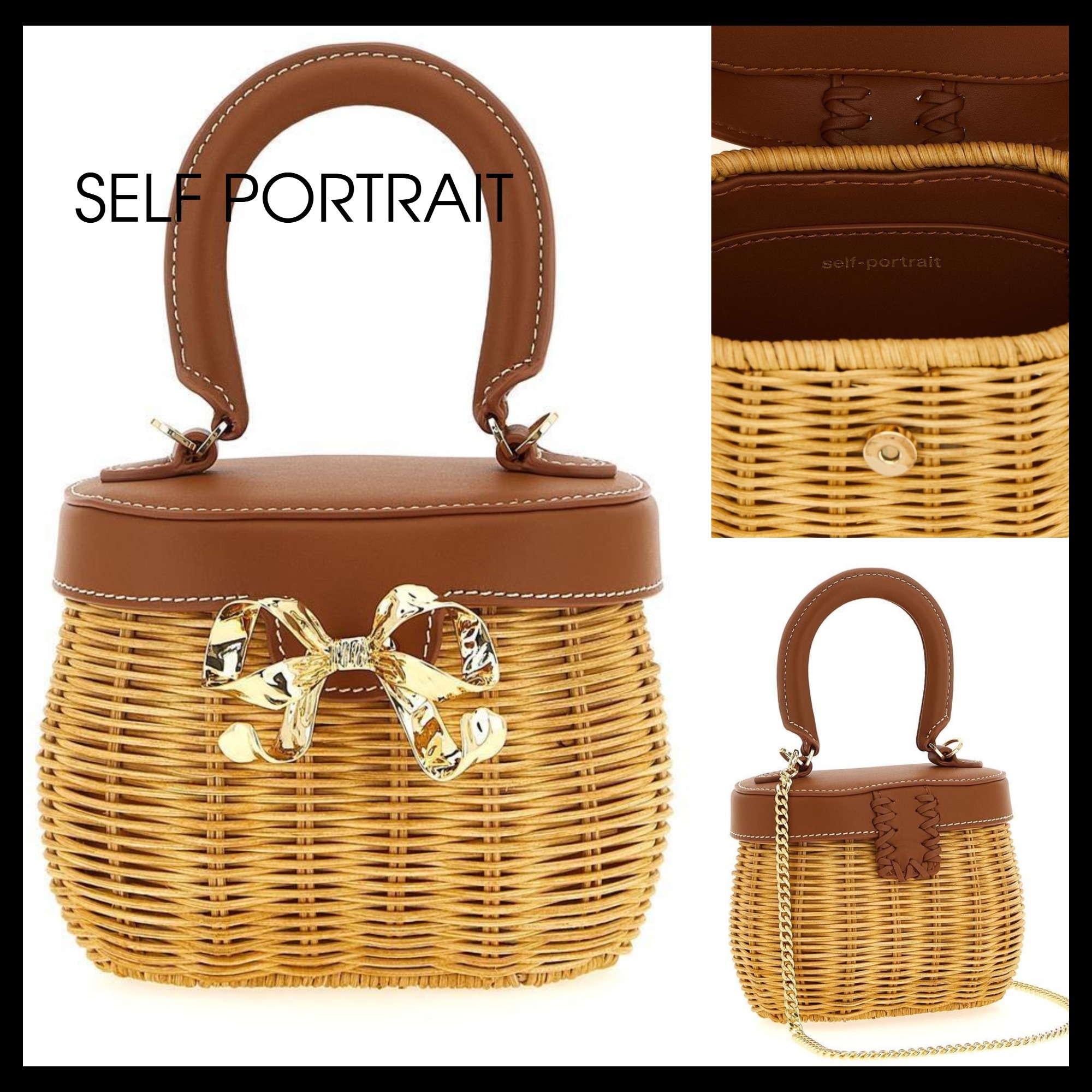 【SELF PORTRAIT】Rattan Bow Basket Bag かごバッグ リボン
