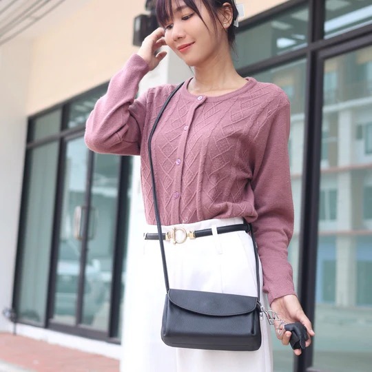 【Tada Leather】 Mia 本革 ショルダーバッグ ブラック