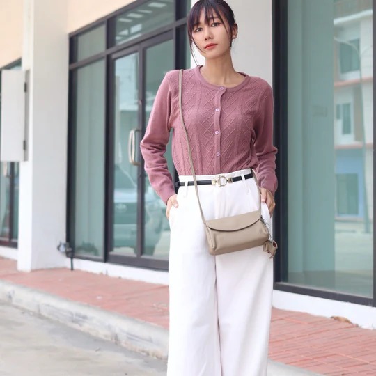 【Tada Leather】 Mia 本革 ショルダーバッグ ベージュ