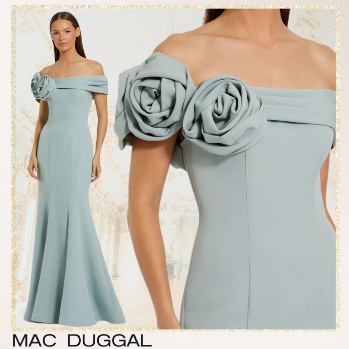 Mac Duggal*オフショルダー*フラワー*クレープマーメイドドレス