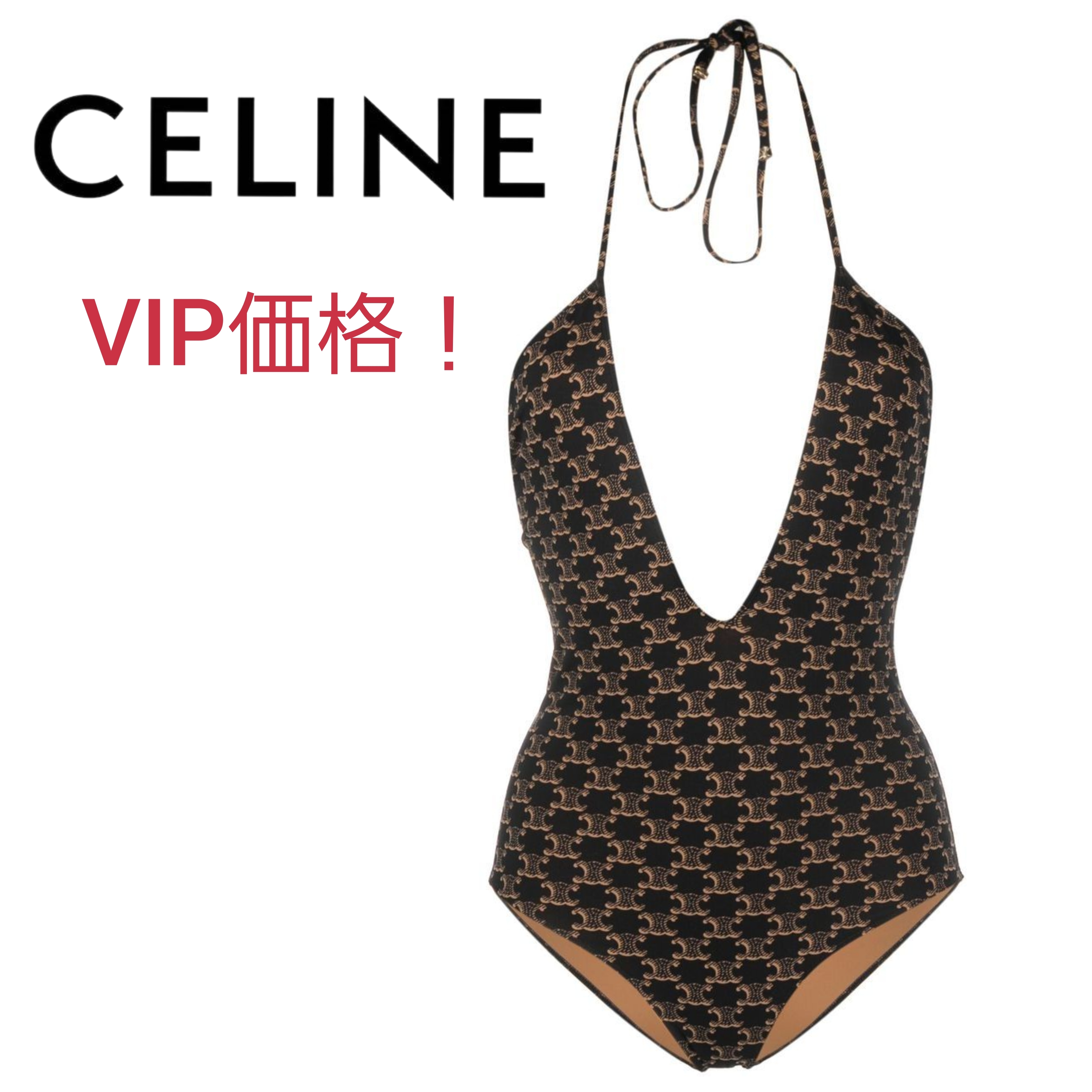 VIP価格！【CELINE】Vネックワンピース水着