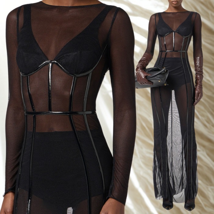 《気品溢れる》【ELISABETTA FRANCHI】ストレッチチュールドレス