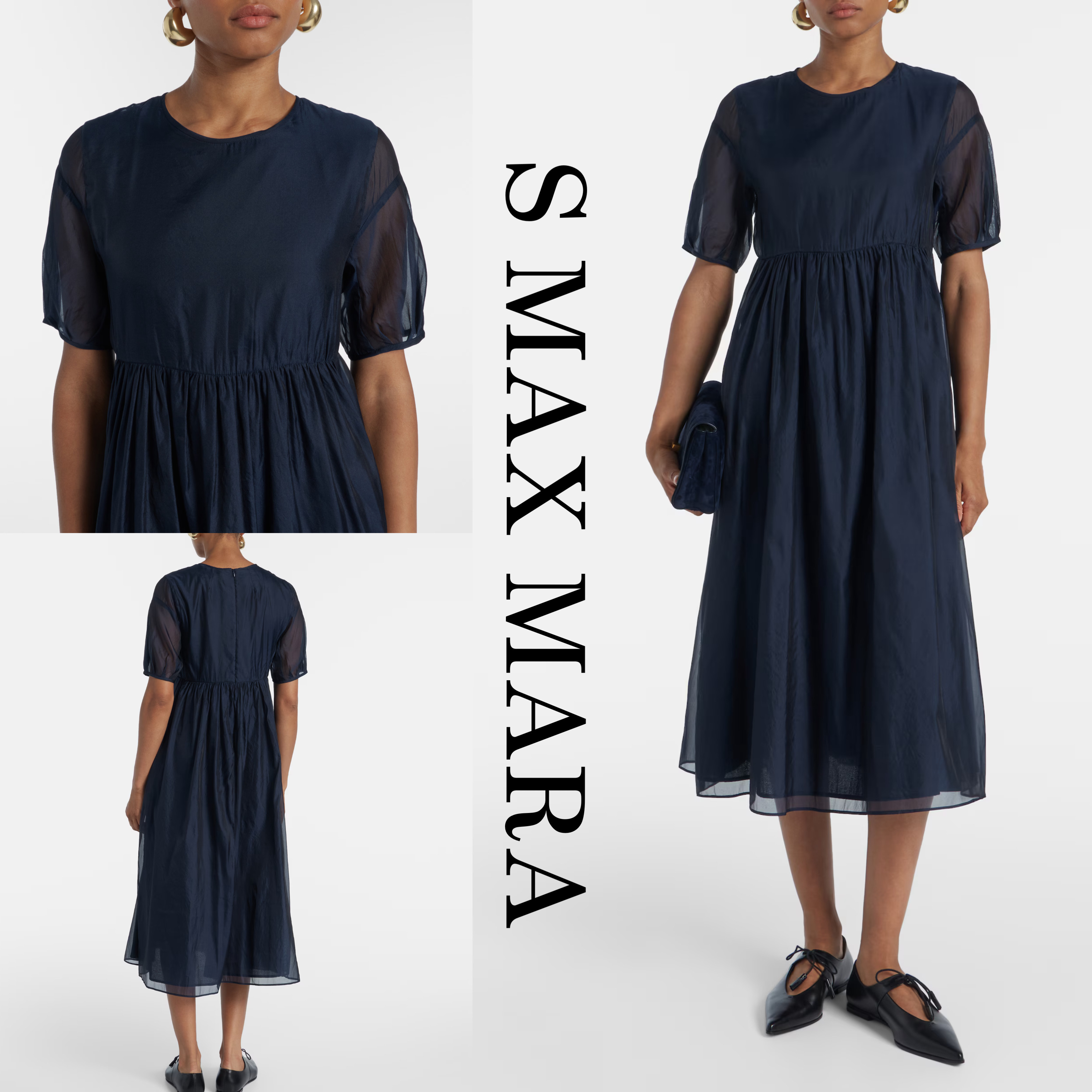 *S MAXMARA*Fatoso オーガンザミディドレス ワンピース レース