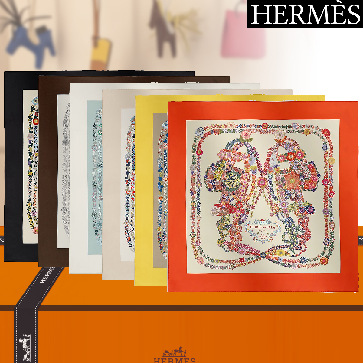 HERMES カレ 90 Brides de Gala en Fleurs