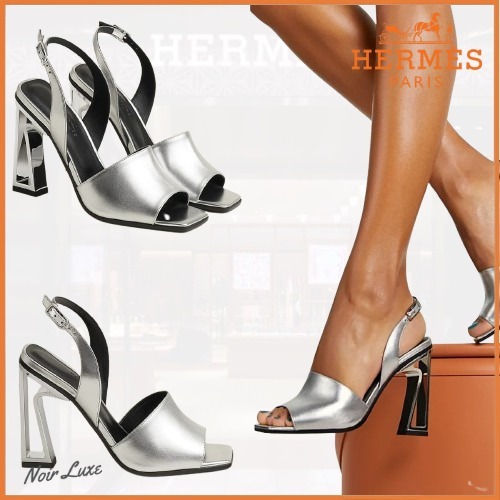 新作*HERMES*クリスタル 105 メタリックシルバー サンダル