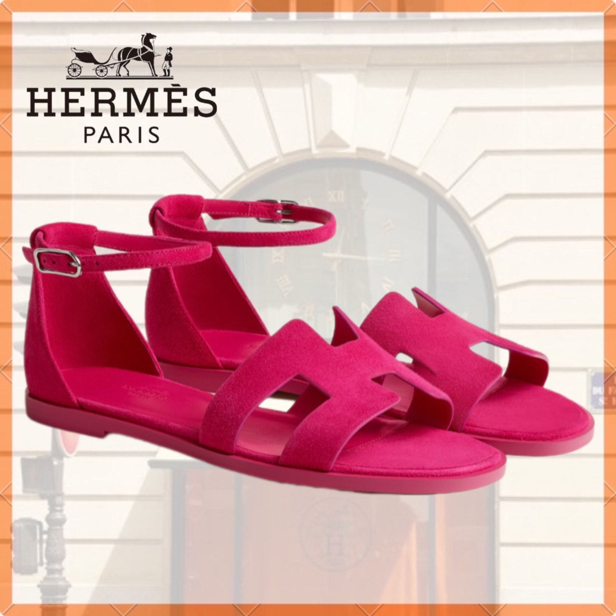 【鮮やかで目を惹く♪】HERMES Santorin サンダル
