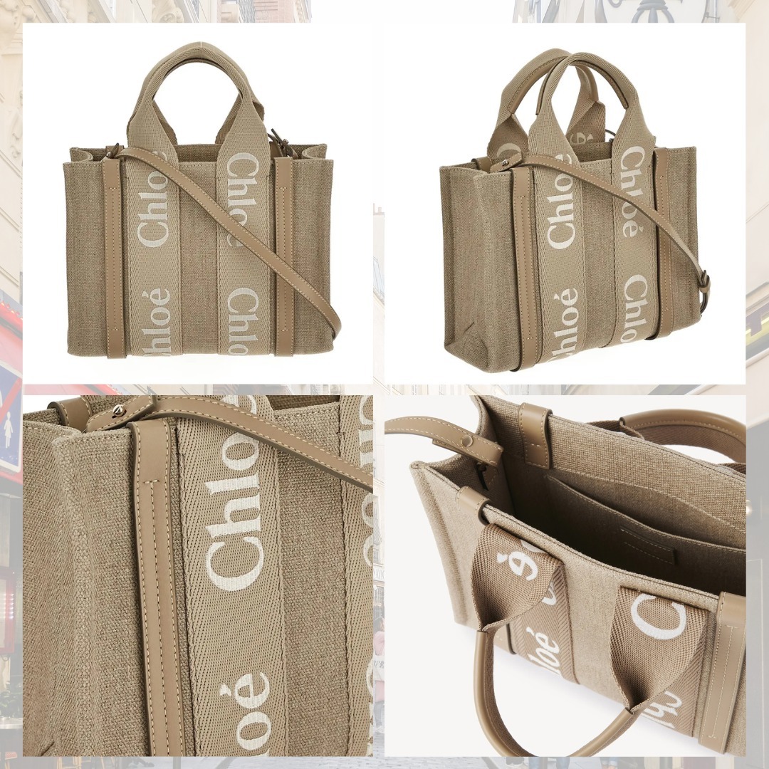 関税込 CHLOE「WOODY」スモール トートバッグ Boyish Brown