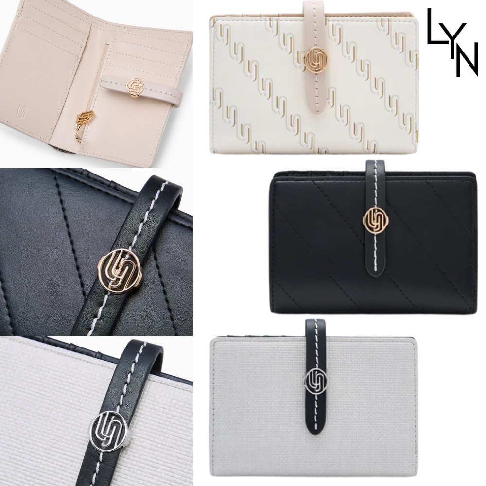 LYN ショート財布 上品 ロゴ 二つ折り財布 キャンバス