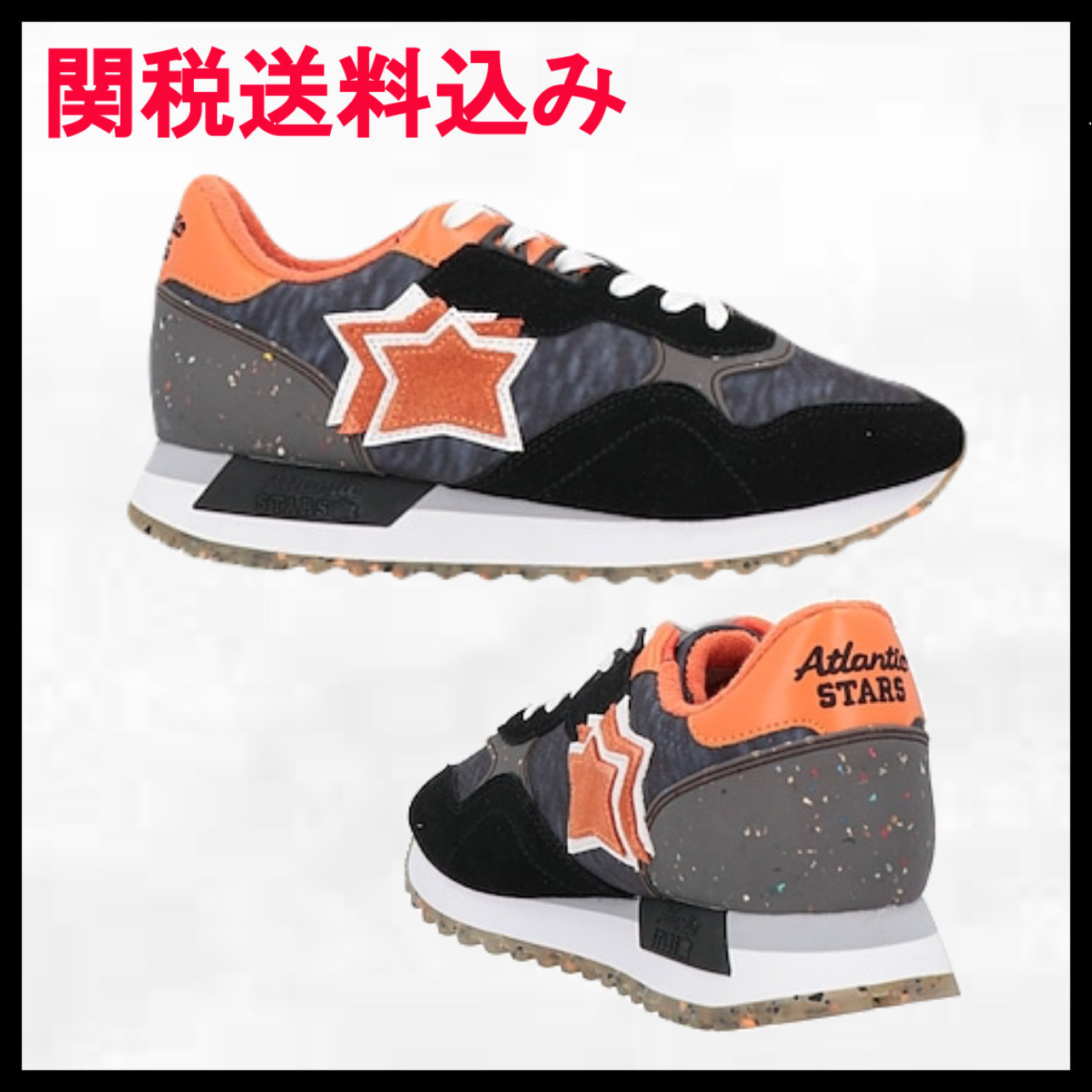 ATLANTIC STARS スニーカー メンズ ブランドロゴ ブラック