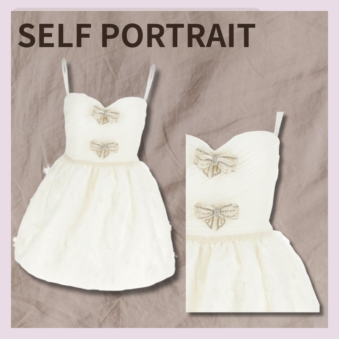 SELF PORTRAIT ホワイトオーガンザリボンミニドレス