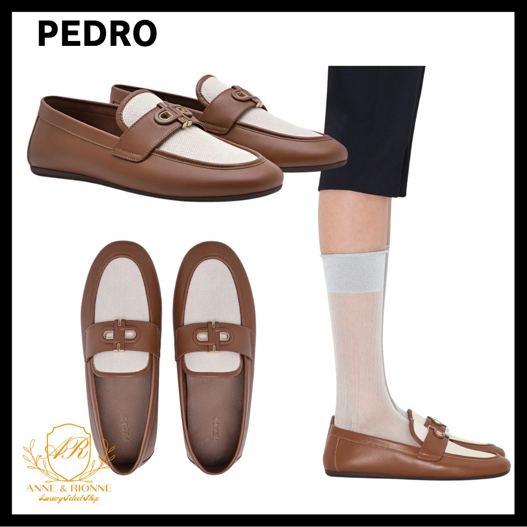 PEDRO レディース Icon レザーローファー モノグラム金具