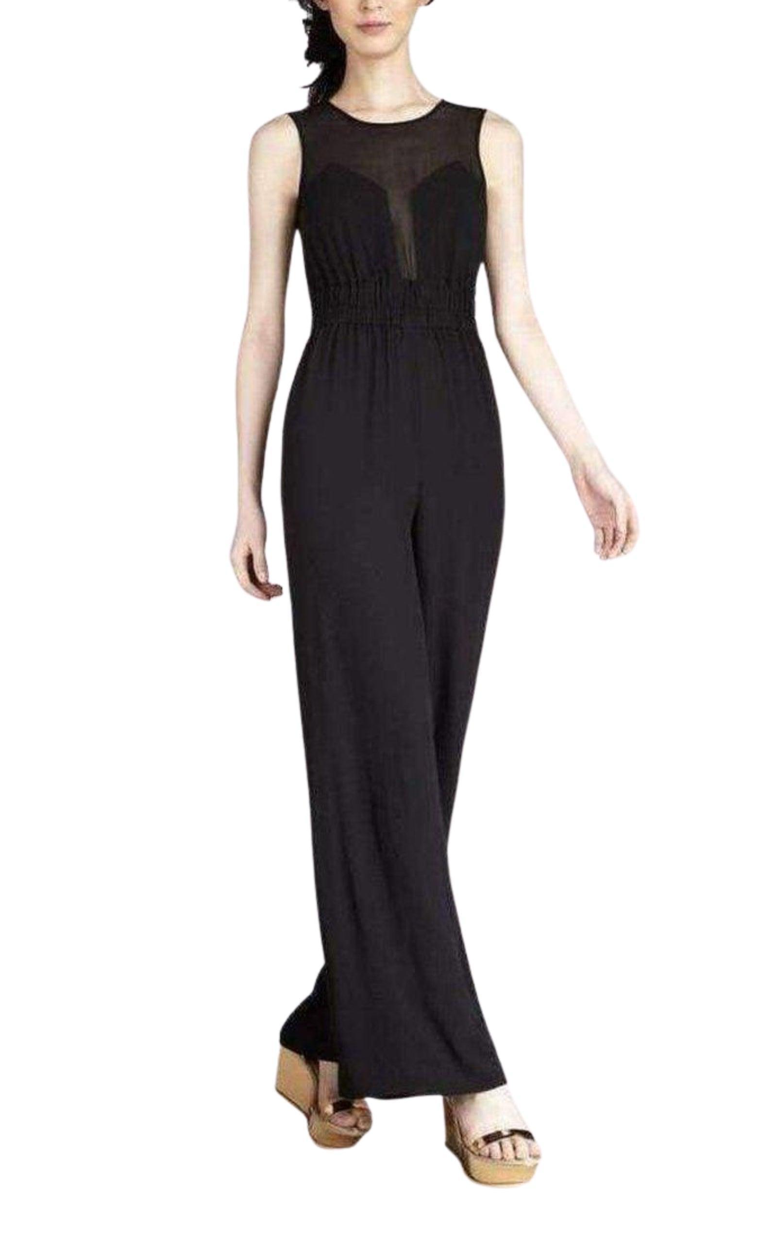 オールインワン・サロペット Kiara Black Silk Sleeveless Jumpsuit