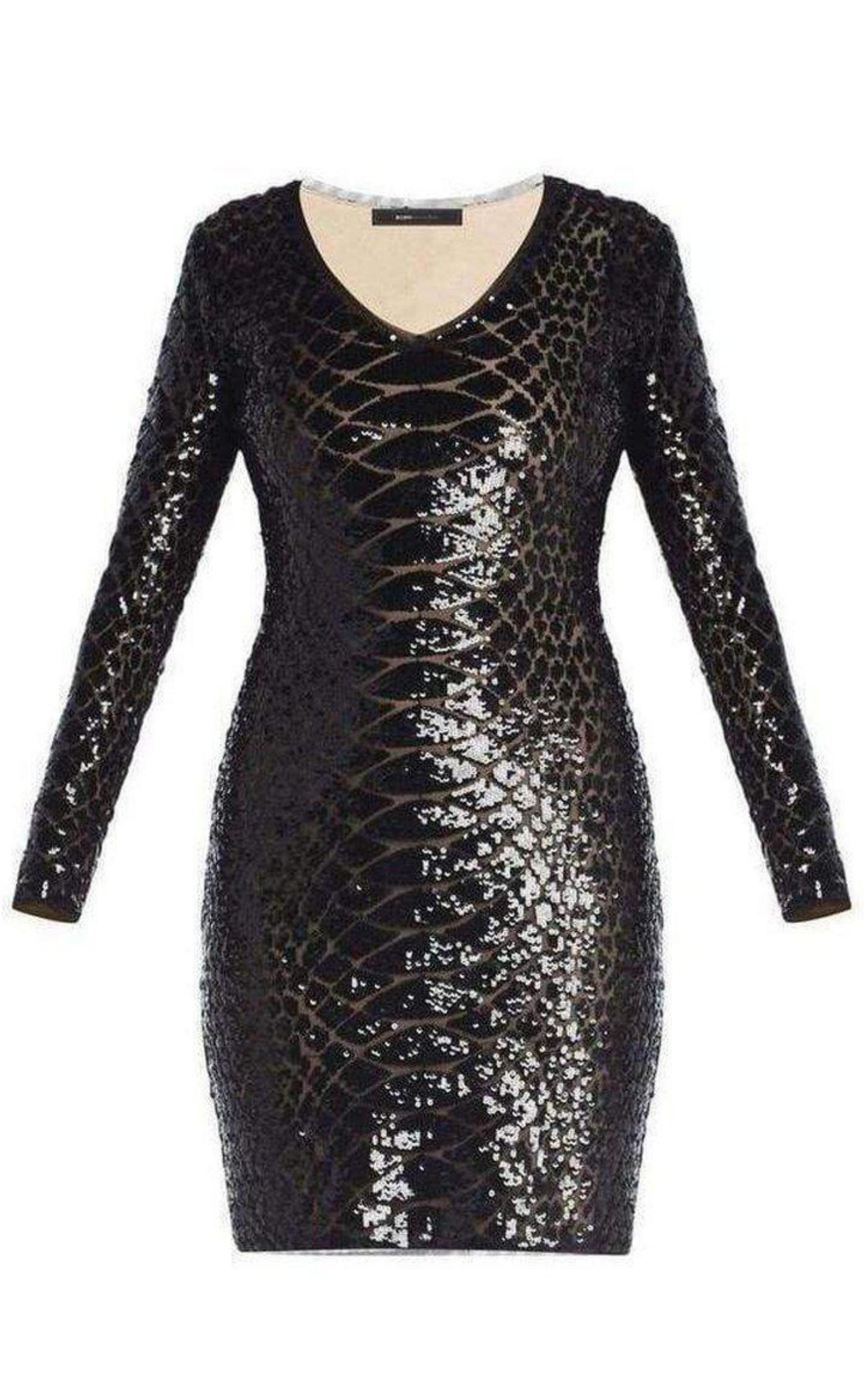 パーティードレス Sabryna Long Sleeve Python Sequin Dress